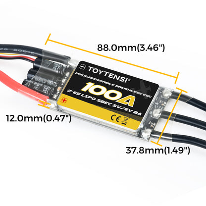 TOYTENSI 100A 2-6S Brushless Regler für RC Flugzeug mit SBEC 5V/6V 8A