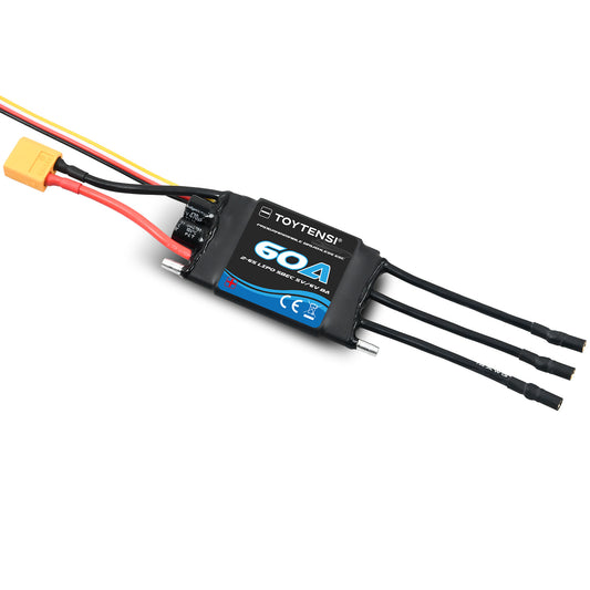 TOYTENSI 60A 2-6S Water Cooling Brushless Marine ESC for RC Boat with 3.5mm Bullet and XT60 connectors